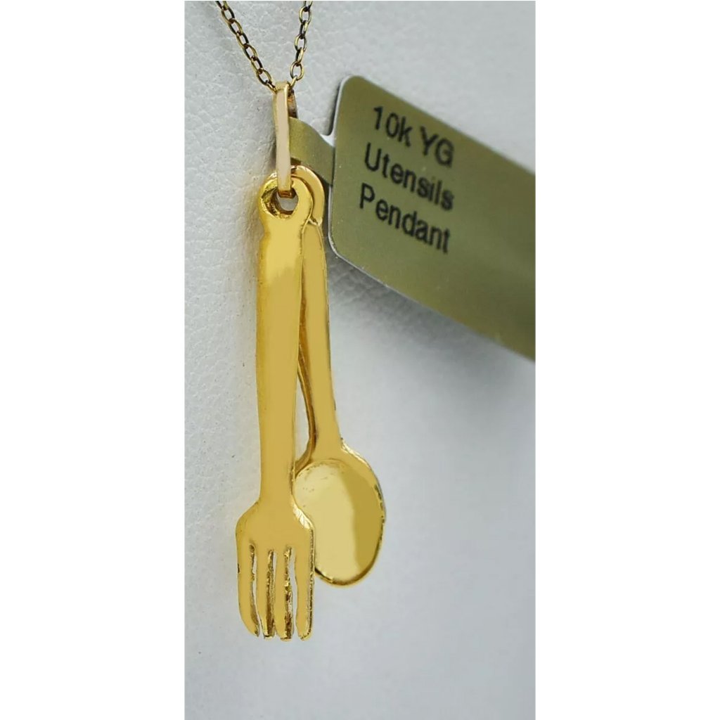 Solid Utensils Pendant Solid 10k Yellow Gold